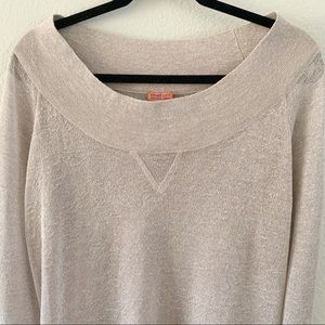 Chan Luu Scoop Neck Taupe w Silver Sweater S